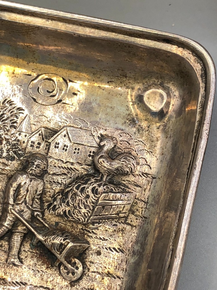 Fancy European Silver Smoking Tray/ Set , 800 fine Silver, German