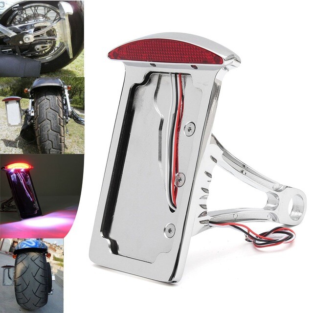 Motorcycle Side Mount License Plate Bracket Tail Light For Harley Chopper Bobber