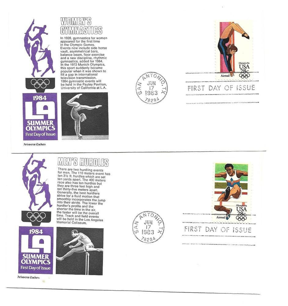 C101-04 28c Olympics 84, Aristocrat  Cachets set of 4 FDCs