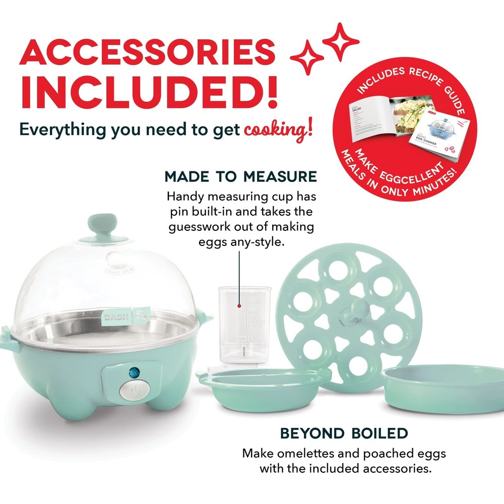 Dash Rapid Egg Cooker 6 Egg Capacity Electric Hard Boiled Pouched Scrambled AQUA
