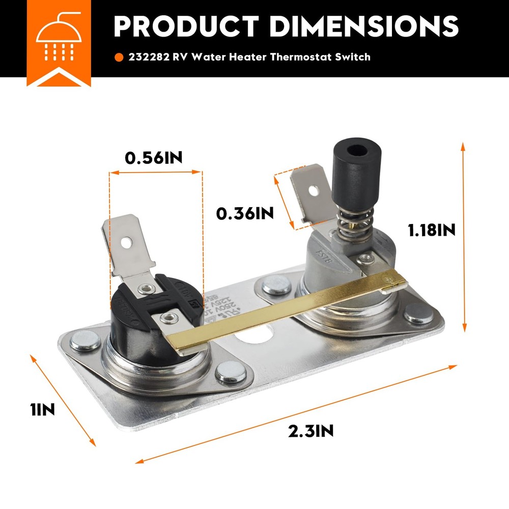 232282 RV Water Heater Thermostat Switch 120V, Thermostats for Suburban