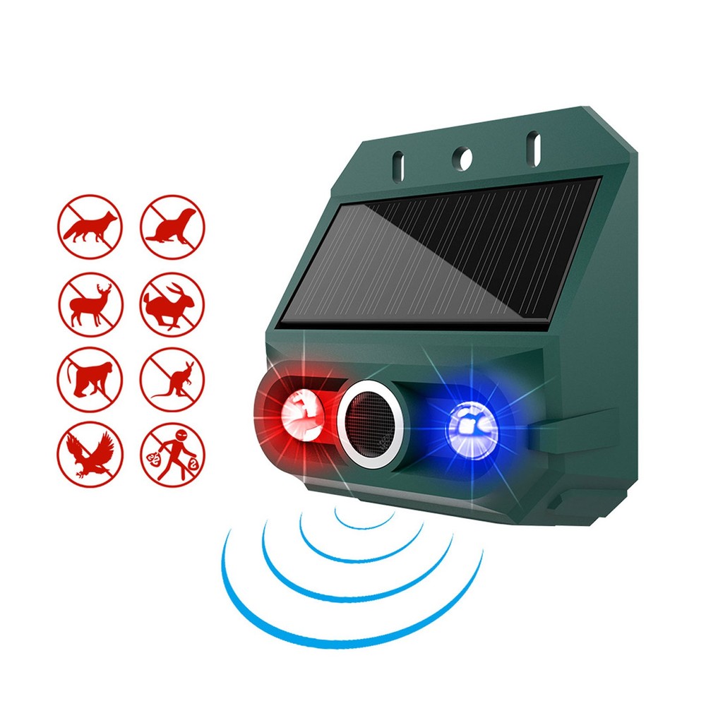 4-Solar Motion Sensor Alarm With Strobe Light For Outdoor Security