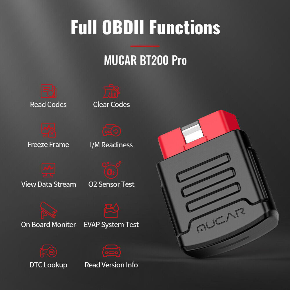 MUCAR BT200 All System Diagnostic OBD2 Code Reader Check Engine Oil & SAS Resets