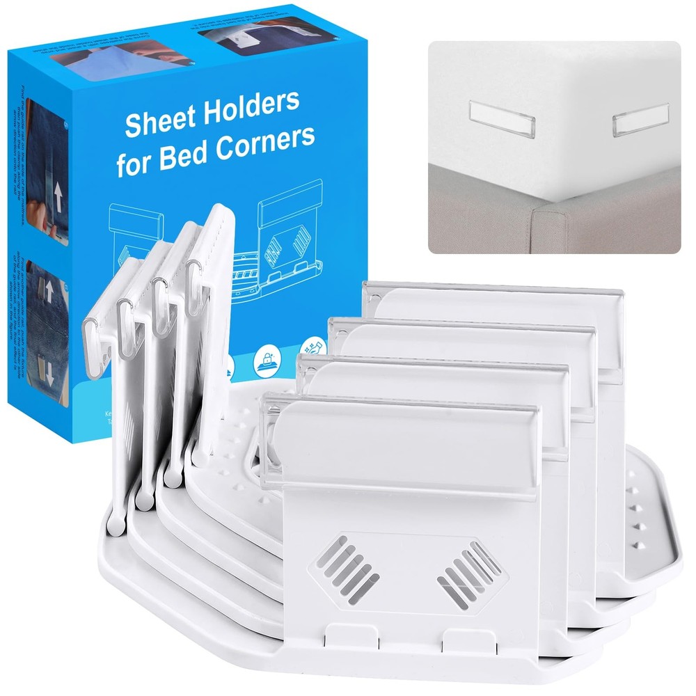 Bed Holders for Corners, Upgrade Bed Grippers Locks, 4PCS Fitted Holder Keep ...