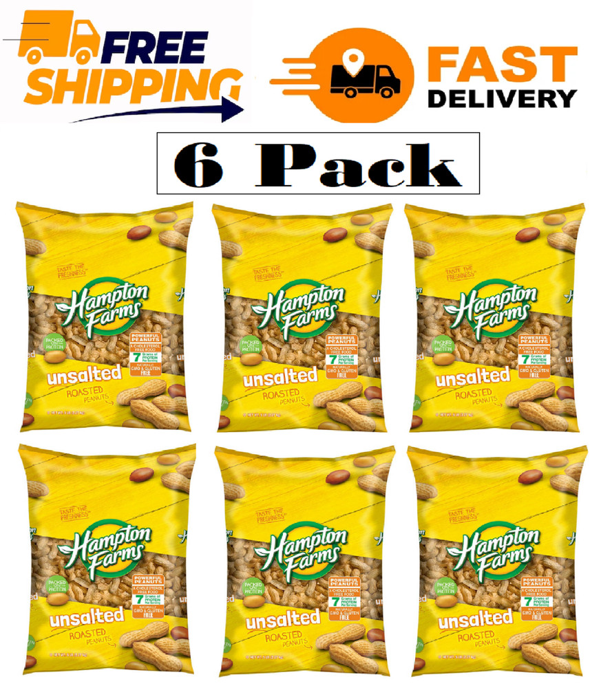 6-pack Hampton Farms Unsalted In-Shell Peanuts (5 lbs.)