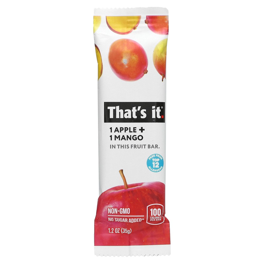 Fruit Bars, Apple + Mango, 5 Bars, 1.2 oz (35 g) Each