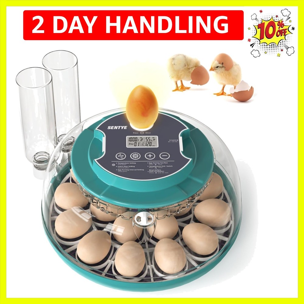 Automatic Egg Hatcher with LED Screen, Large Egg Incubator with Adjustable Tu...