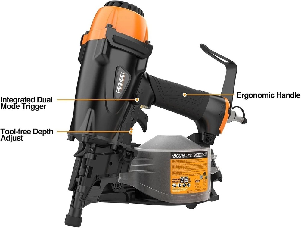 Freeman Pneumatic 2-1/2" Coil Siding Nailer - Ultimate Durability & Control