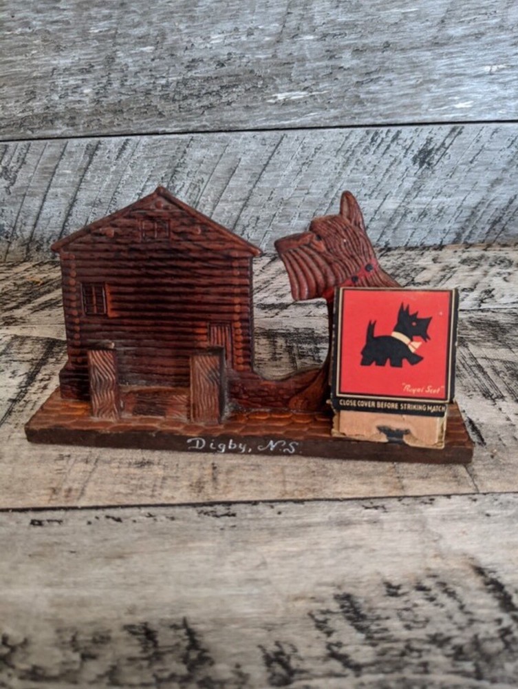 Wooden Dog Match Holder.