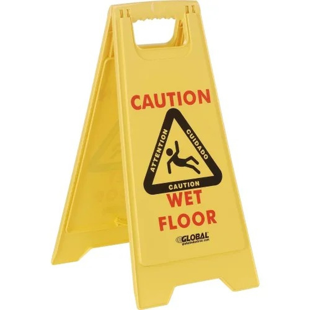Global Industrial? Floor Sign 2 Sided Multi-Lingual - Caution