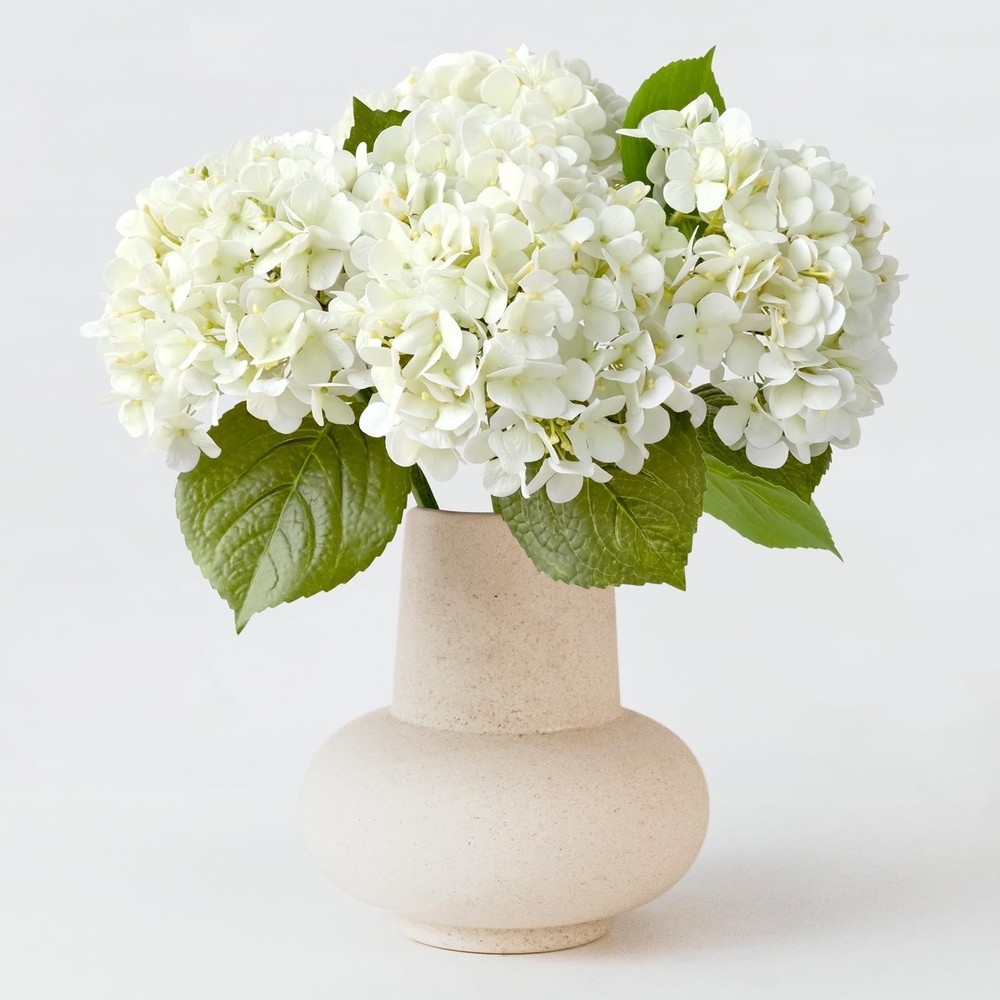 4PCS White Artificial Flowers Hydrangea 20" Real Touch Latex Faux Hydrangeas ...
