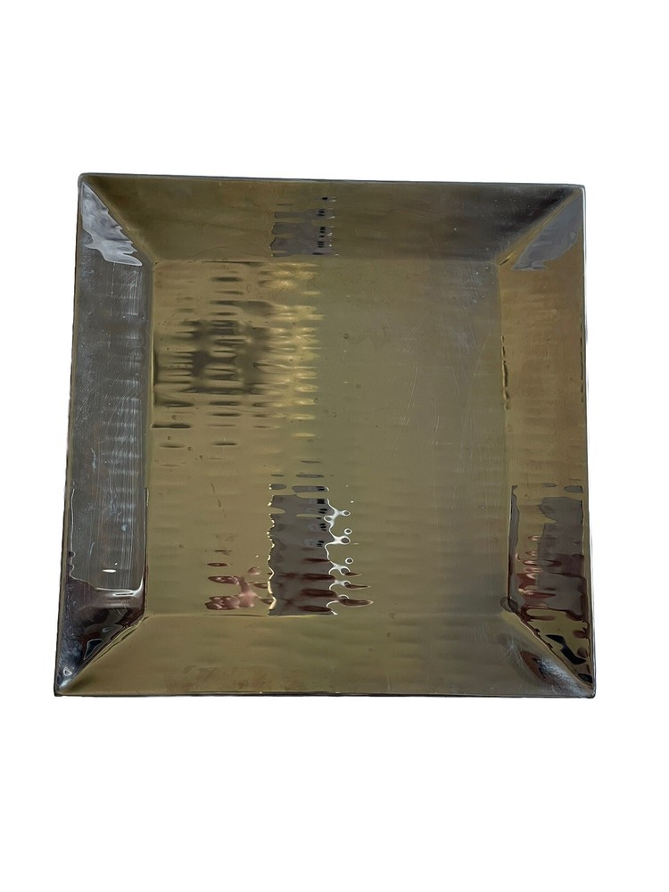 Hammered Square Solid Copper Tray Plate Serveware 12.20”12.20”x1” Silver Tableto