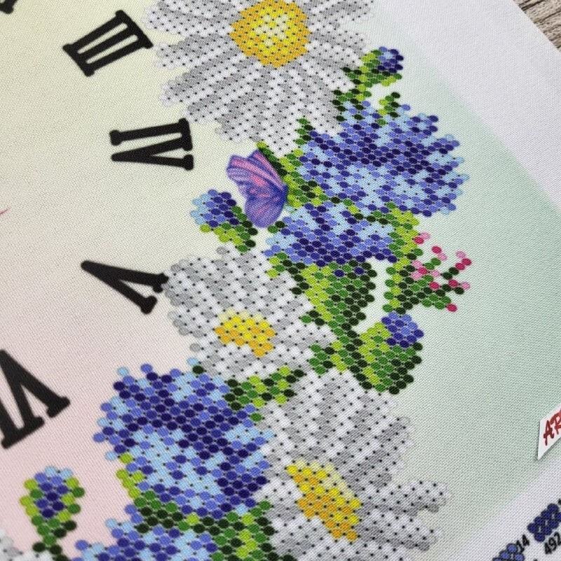 Clock Bead Embroidery Scheme on Canvas DIY Stamped Printed Pattern clock 006