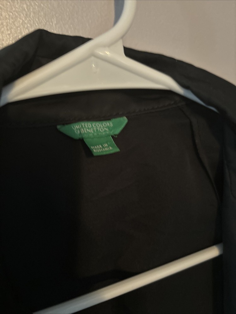 Benetton Professional Lab Coat Small Black 1.60 Uniform Button Front Pockets