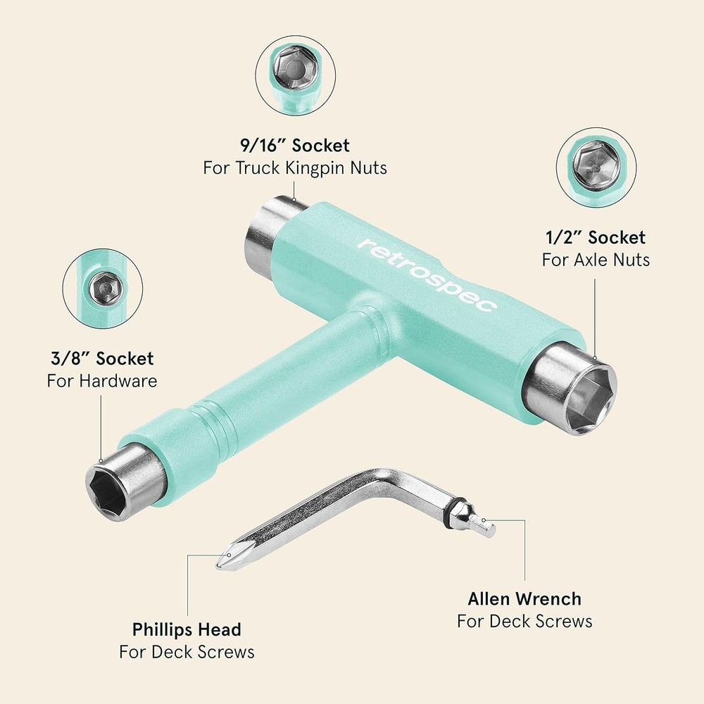 Retrospec Upkeep All-in-One Multi-Function Portable Skate Tool 2-in-1 , Aqua