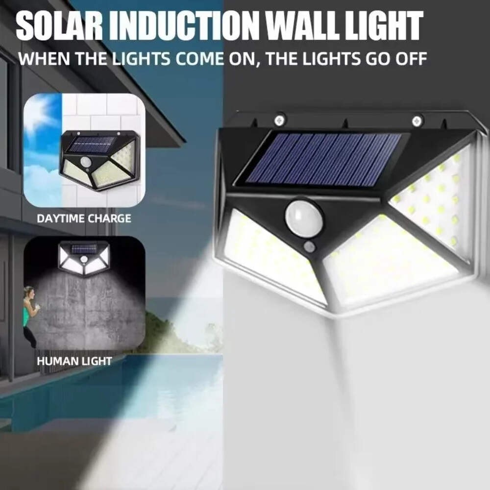 Solar Powered 100 LED Wall Light Outdoor Motion Sensor Garden Security Lamp