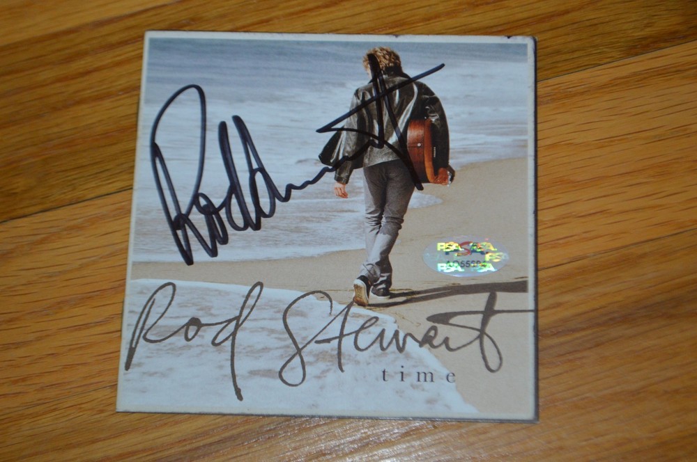 Rod Stewart Autographed "Time" 5x5 CD Insert with PSA Hologram