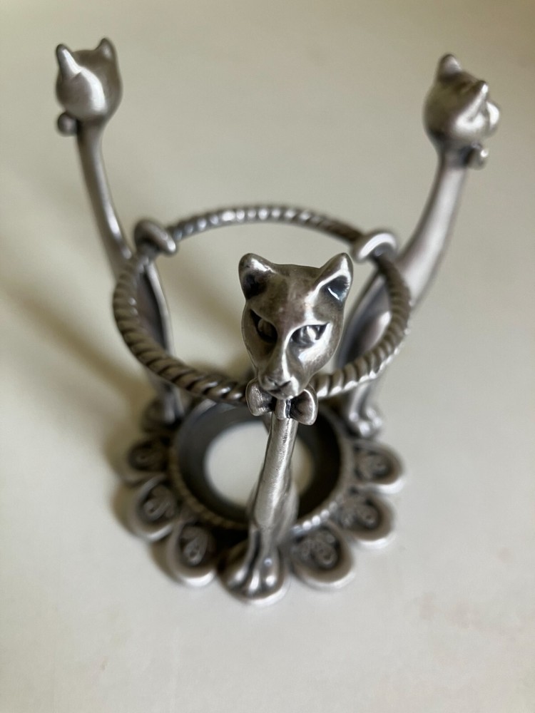 Vintage Pewter Incense Burner-Cats