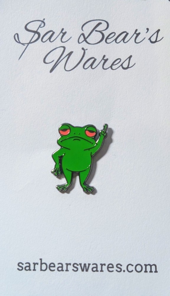 Grumpy Middle Finger Frog Enamel Pin | Brooch | Badge