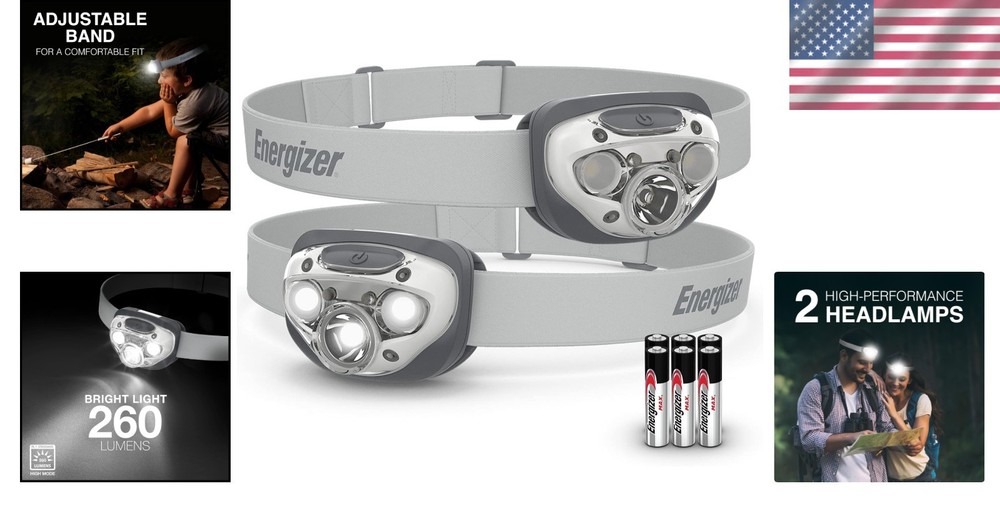 Waterproof LED Headlamps, 2-Pack, High-Performance Light