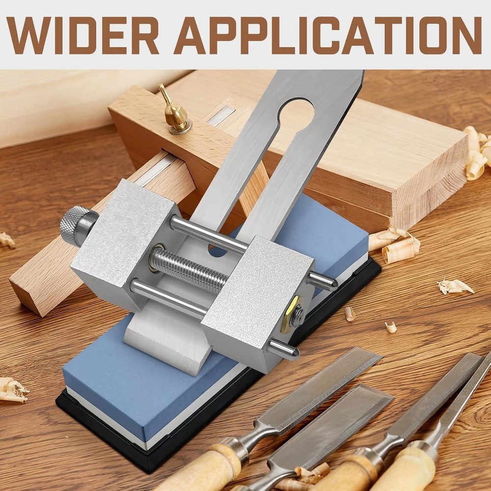 Versatile Chisel Sharpening System - Heavy Duty Angle Fixture & Gauge Included