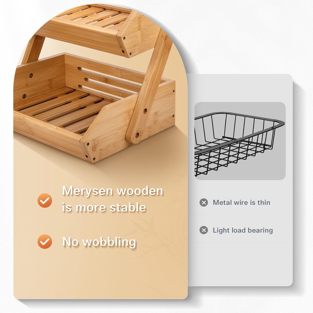 2 Tier Fruit Basket For Kitchen- Fruit and Vegetable Storage Bowl Stand For K...