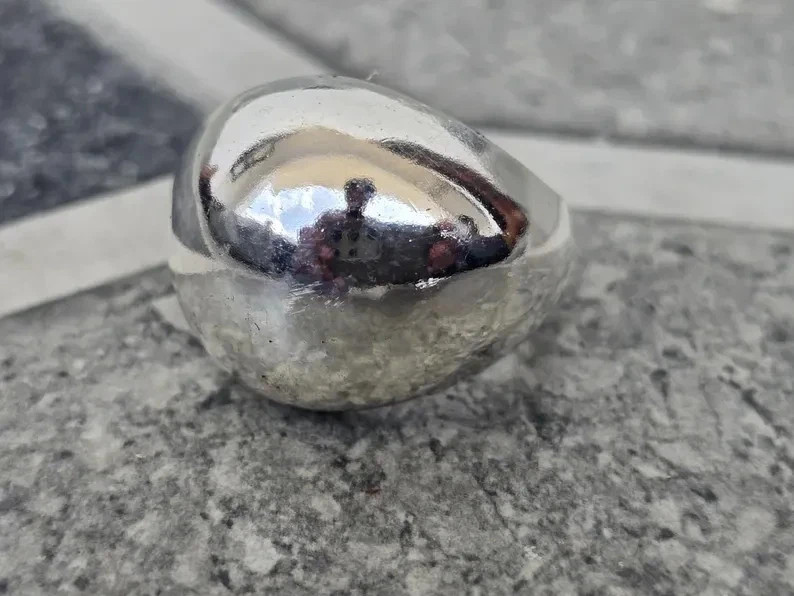 Dome Ring, 925 Sterling Silver Ring, Large Plain Wide Band, Boho Statement Ring,