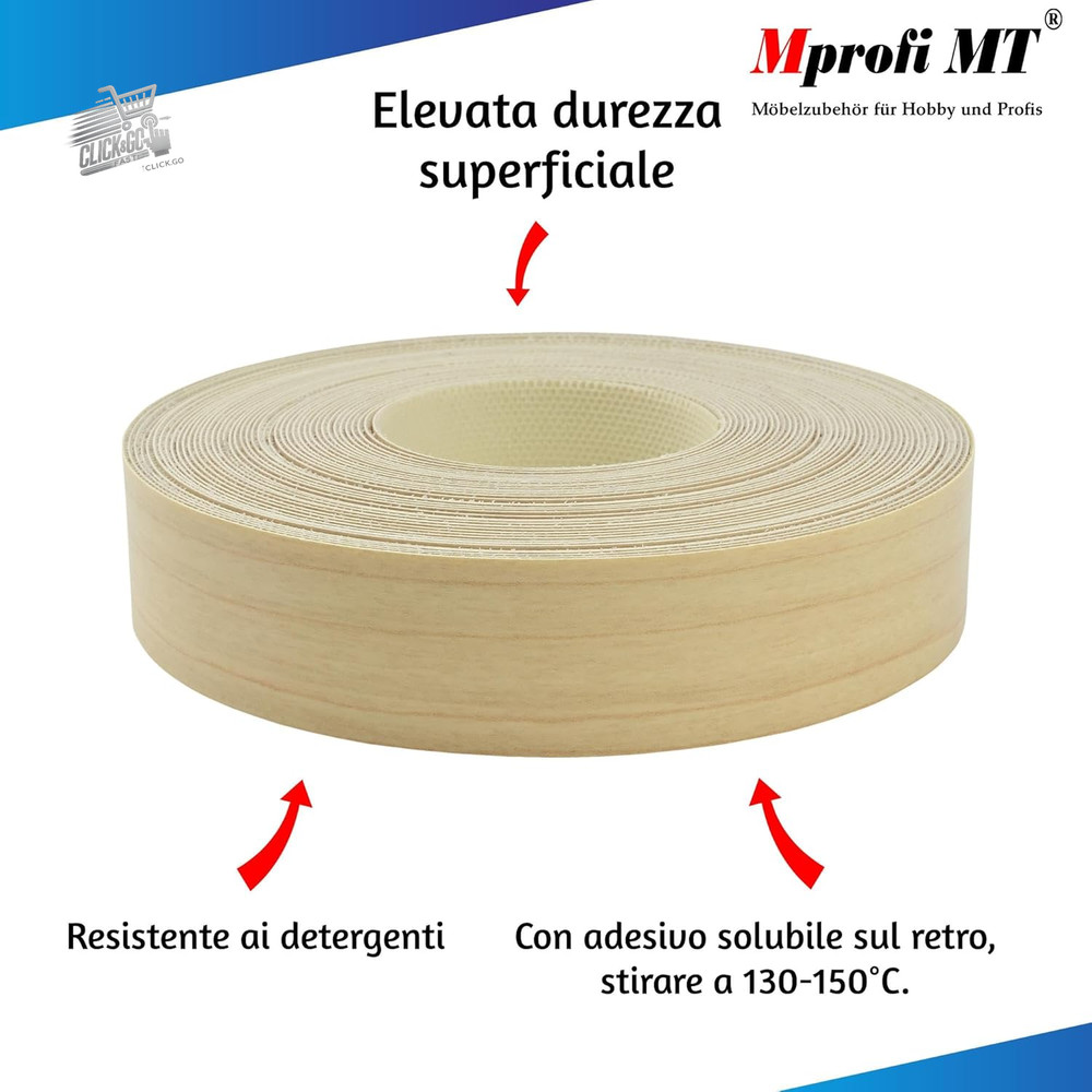 ® - Maple Effect Edge | 45mm X 20M | Easy to Apply | Mel Kitchen Edge