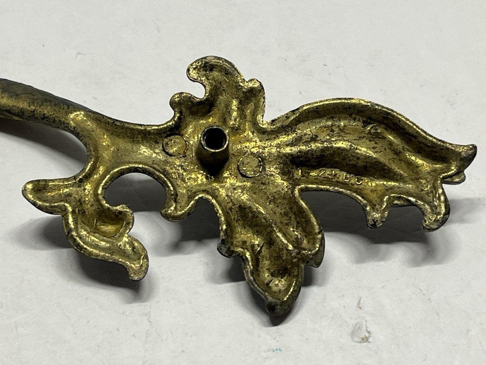 Vintage NOS 9 1/4” Decorative Brass/Whitewash Fixed Drawer Pull