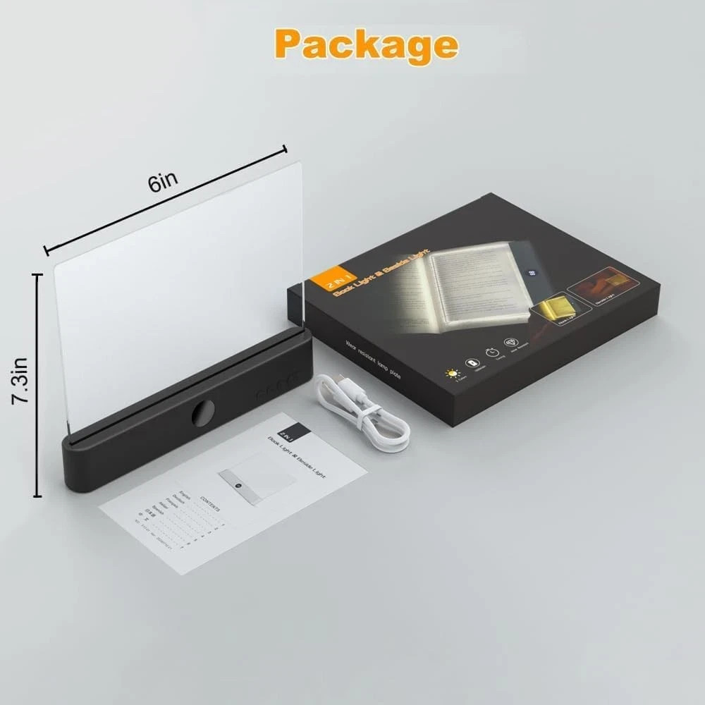 Book Light, Rechargeable Clear LED Flat Reading Light with 3 Colors Timer, D...