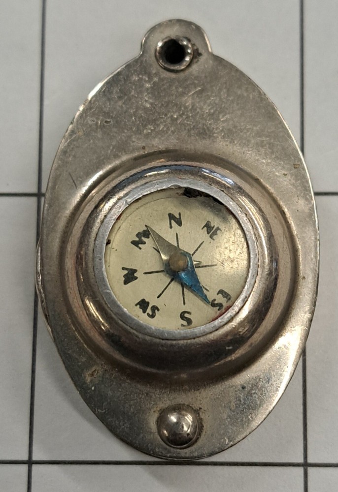 Vintage Comet Compass Maritime Marine Silver Tone Blue Dial White Face #C13
