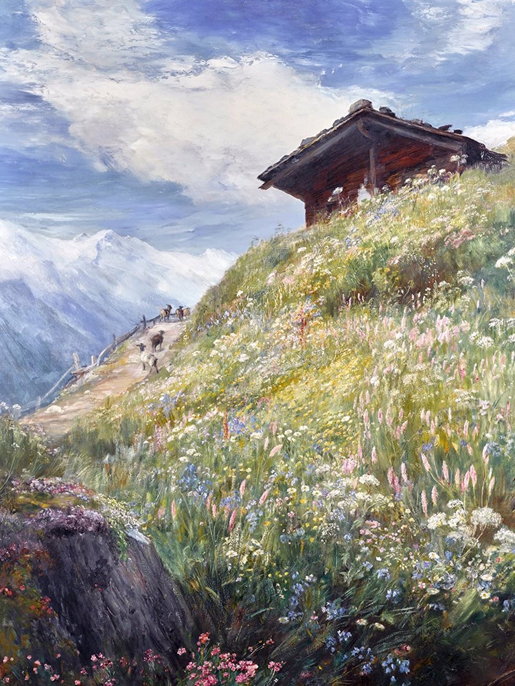 ALPINE MEADOW by J. MacWhirter Tile Mural Kitchen Wall Backsplash Marble Ceramic