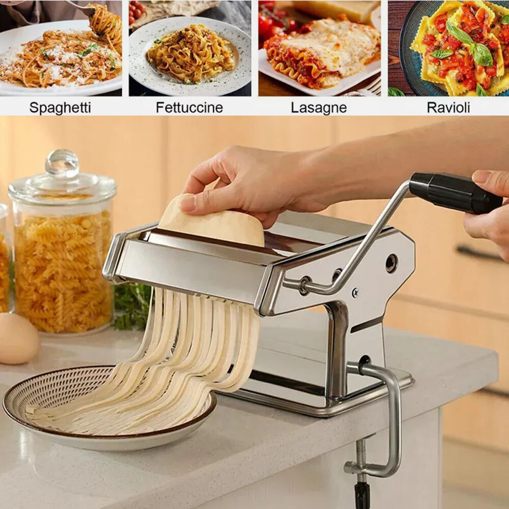 Stainless Fresh Pasta Maker Roller Machine for Spaghetti Noodle Kitchen Tool US