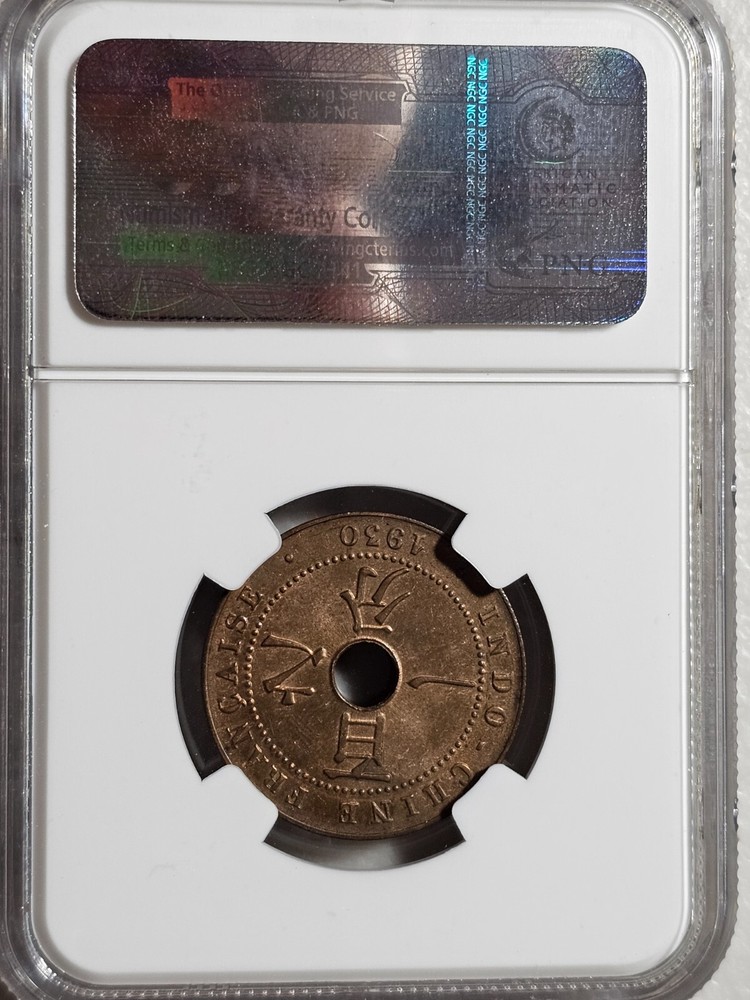 French Indochina 1 Cent 1930A NGC MS 64 RB