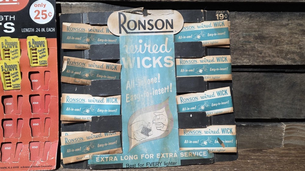 Vintage Ronson Lighter Wick Display Store Counter Advertising