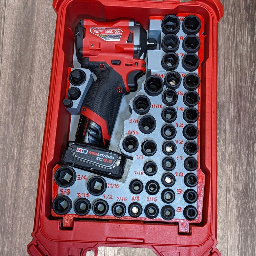 Milwaukee M12 2563-20 Stubby 3/8 Deep Impact Socket Insert for PACKOUT Organizer