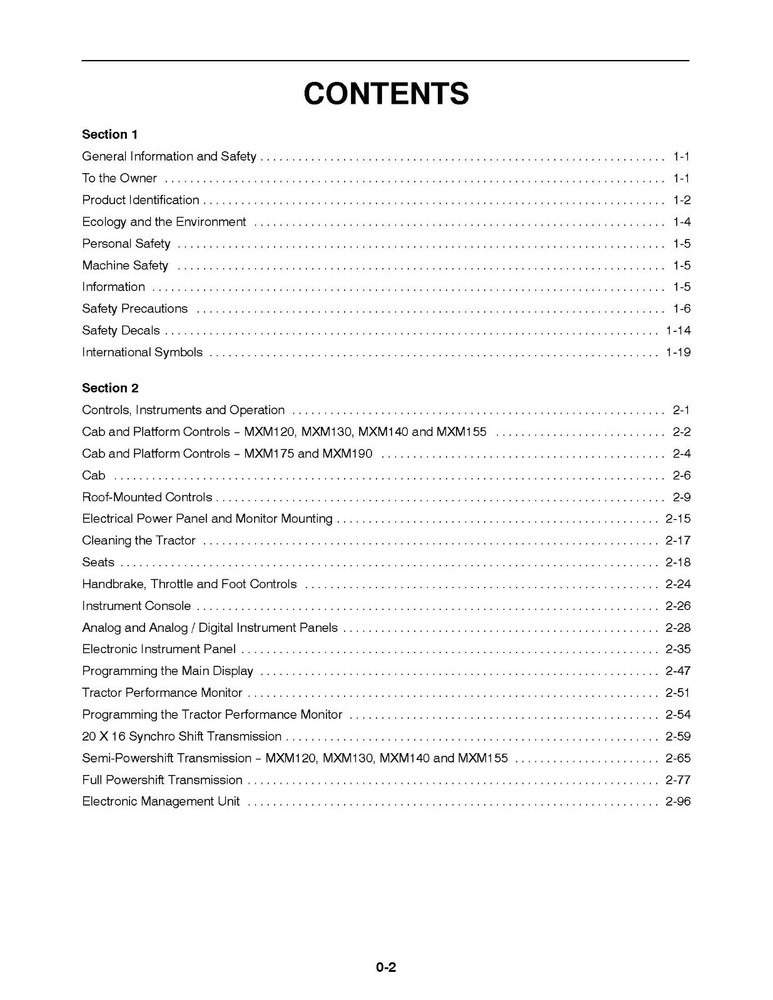 120 130 140 Tractor Operator Maintenance Instruction Manual Case IH MXM