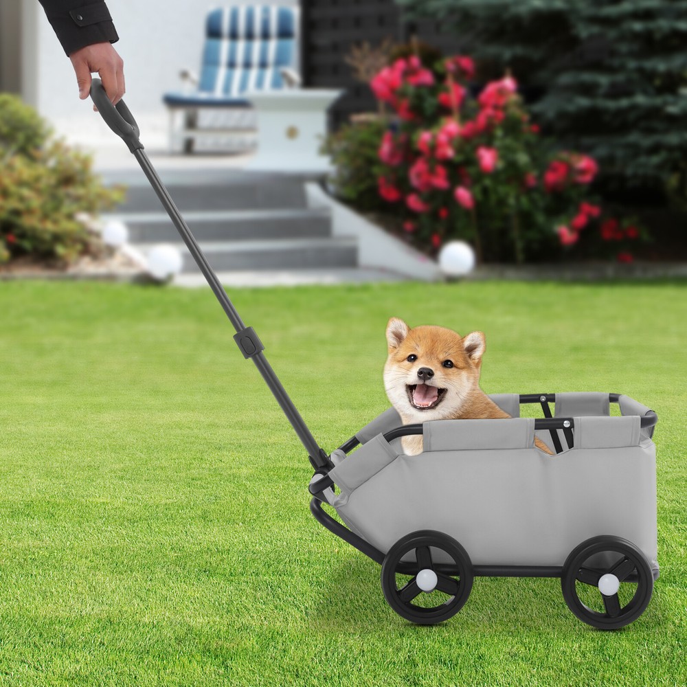 Lightweight Folding Dog Stroller with Safety Buckle and Adjustable Handle