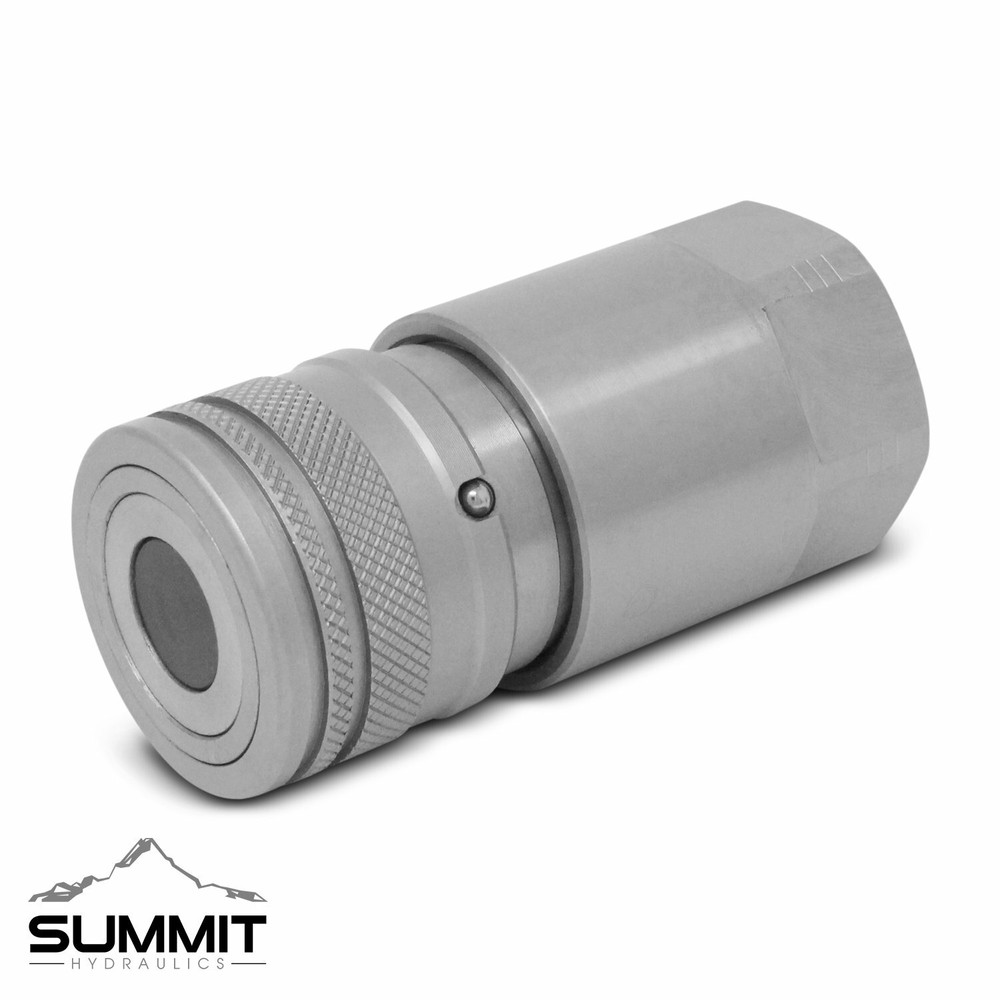 1/2" Flat Face Hydraulic Quick Connect Female Coupler, 3/8" NPT Thread