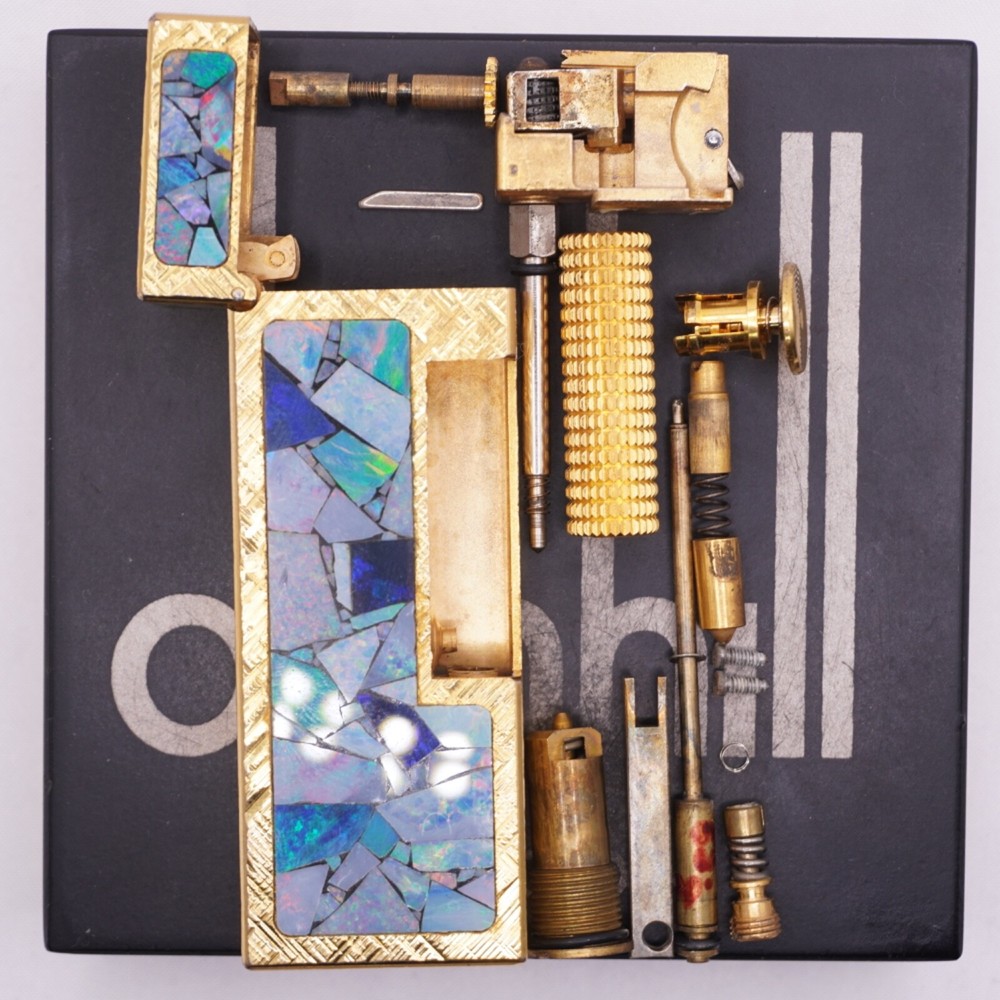 Dunhill Lighter Gold Florentine Opal Pattern_Ultrasonically cleaned_Working