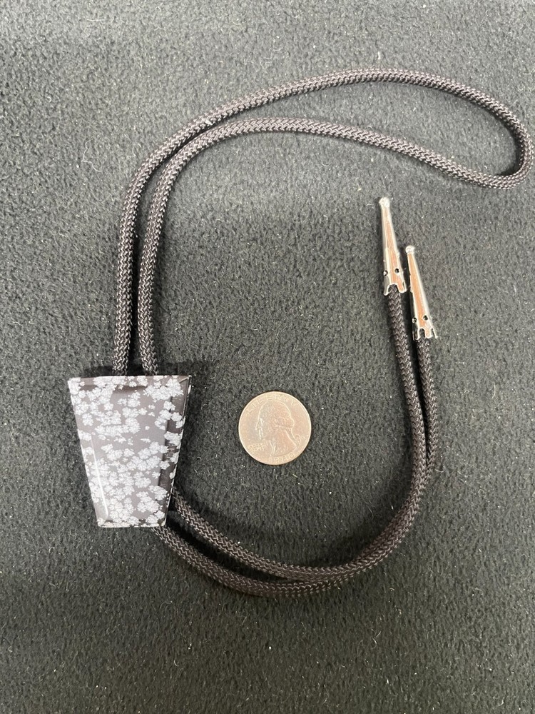 Snowflake Obsidian Western Bolo Tie