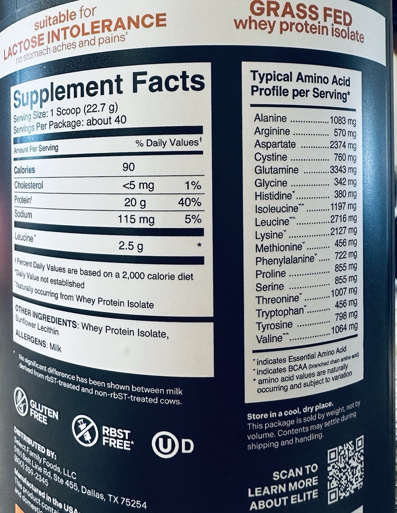 Select Proformance Elite Whey Protein Isolate 4 lbs