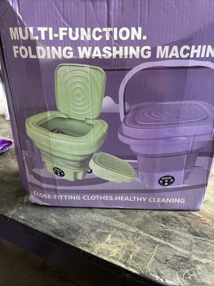 Multi-Function Folding Washing Machine Green Washer Compact Travel 9L 12V