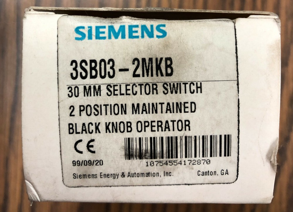 Siemens 30 MM Selector Switch 3SB03-2MKB