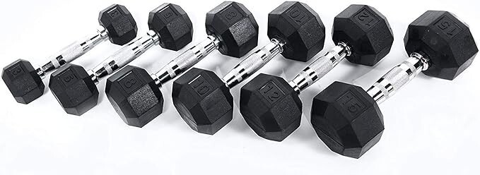 Ader Black Octagon Rubber Dumbbells Pair (2lb)
