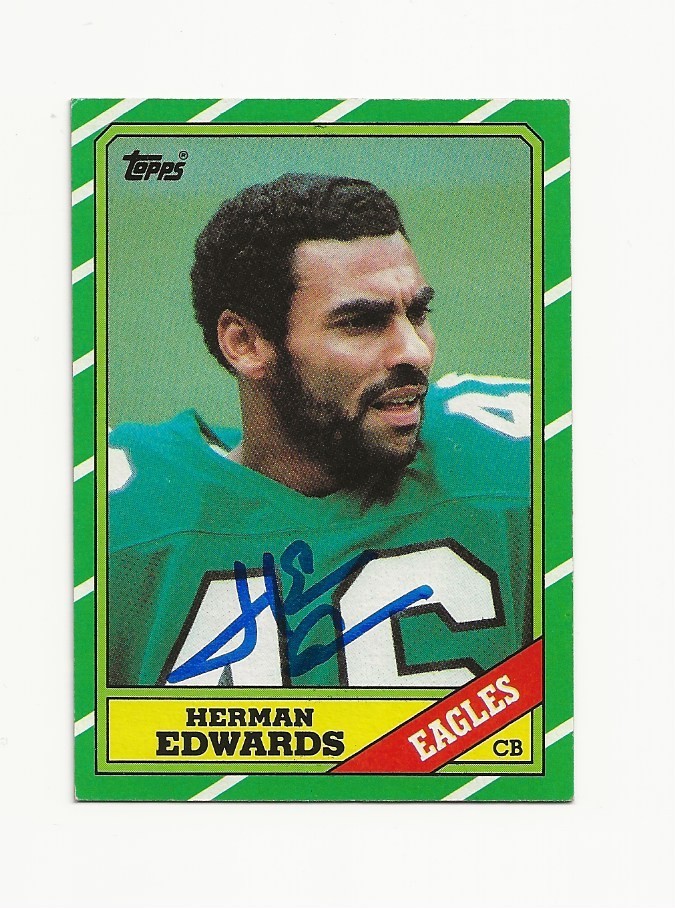 HERMAN     EDWARDS     EAGLES        AUTOGRAPHED    CARD