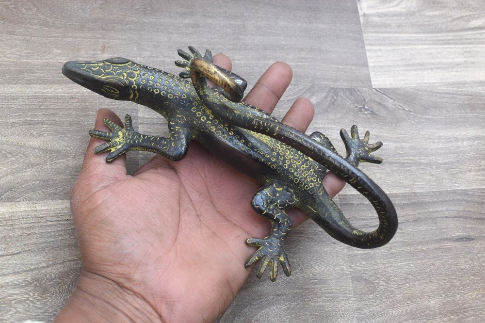 Vintage Brass Door Handle pull Lizard Heavy Gate Pull Handle Table Decor statue