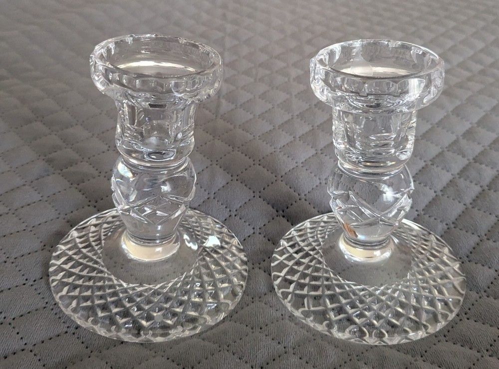 Vintage Pair Cut Crystal Candlesticks 4.25"