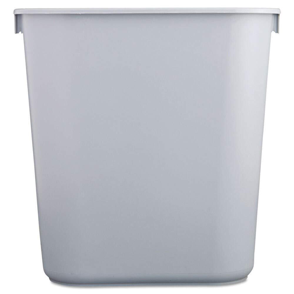 Rubbermaid 2955GRA Deskside Plastic Wastebasket, Rectangular, 3 1/2 gal, Gray