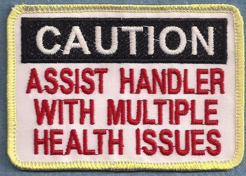 CAUTION - ASSIST HANDLER WITH MULTIPLE HEALTH ISSUES - service dog vest patch